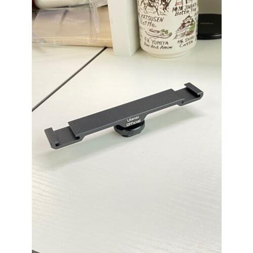 Ulanzi Official Cold Shoe Plate Universal 2 Hot Shoe Mount Extension Bar Dual Bracket with 1/4" Thread for Microphone/ Lights