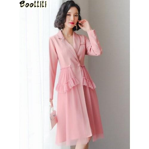 Spring Summer Dress Women Clothes 2020 Korean Vintage Office Dress Elegant Career Suit OL Womens Dresses Pink Party Dress