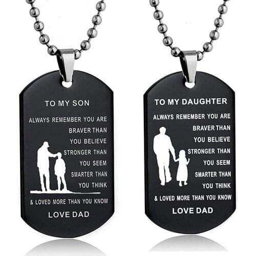 Stainless Steel To My Son/Daughter Military Necklace Metal Lettering Pendant Inspirational Love Gifts From Dad