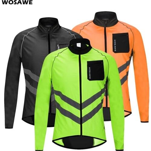 WOSAWE Cycling Rain Jacket Men bike clothing windbreaker women Windproof Water repellent MTB Reflective Jacket Jersey Black