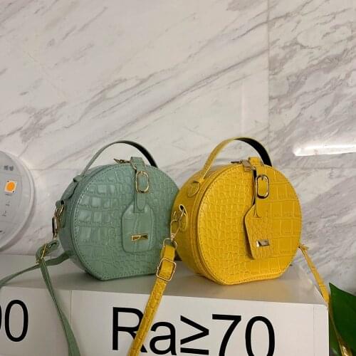 Popular Simple Female Daily Bag Casual Women Alligator PU Crossbody Bag Lady Small Round Purse Shoulder Handbag
