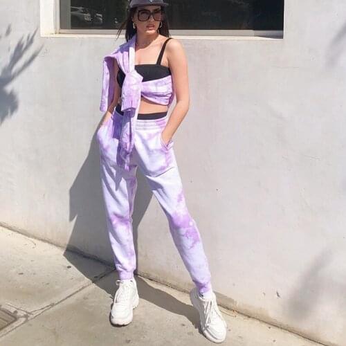 Hirigin Tie Dye Sweatpants Women Elastic High Waist Baggy Pants Loose Sport Hip Hop Harem Pants Streetwear Trousers Joggers Pant