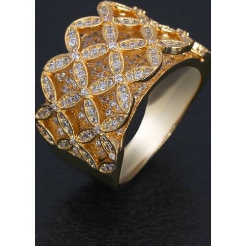 Bride Talk Luxury Full Zircon Multi-leaf Wide Unique Wedding Ring Multicolor Engagement Banquet Dubai Womens Luxury Accessories