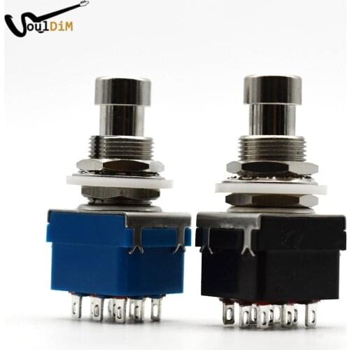 15pcs Guitar Pedal Button Switch 3PDT 9-Pin Metal Latching Stomp Pedal Footswitch for Guitar Pedal Blue Black