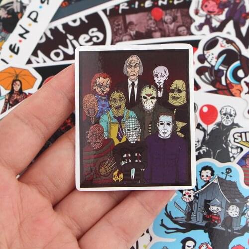 19pcs/set Michael Myers Killers Horror Sticker Waterproof Skateboard Luggage Laptop Sticker PVC Scrapbooking Halloween Stickers