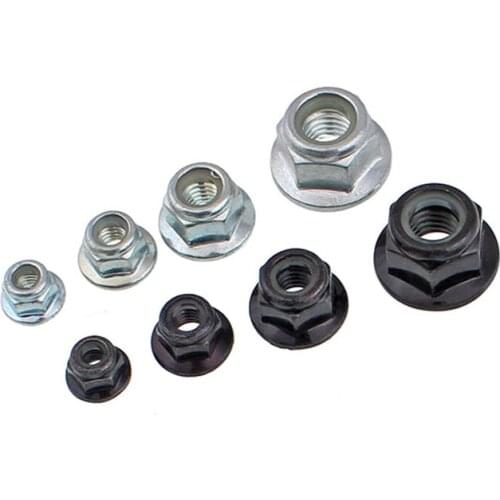 20PCS Hex Flange Nut M3 M4 M5 M6 M8 Black Zinc / Nickel Plated Serrated Nuts Fastener