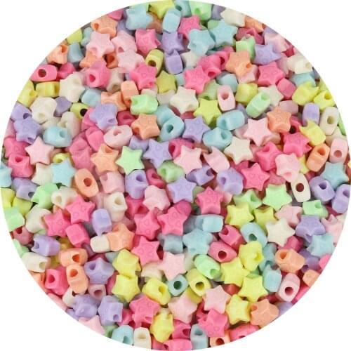 200pcs 10*6mm Colourful Five-pointed Star Smiley Face Acrylic Loose Spacer Beads for Jewelry Making DIY Accessories Wholesale