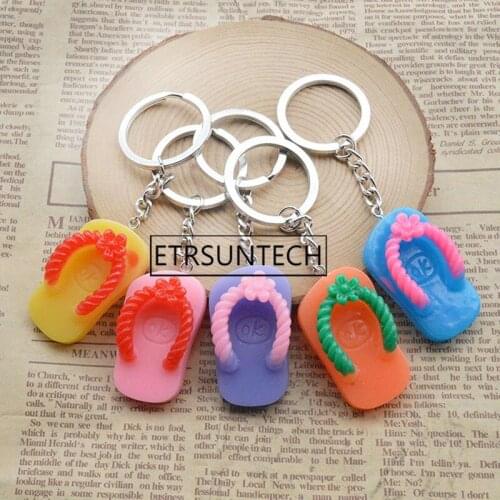 300pcs Resin Slippers Men Women Gift Keychain Keyring Key Chain Ring Holder Car Bag Birthday Wedding Party Favor And Gift