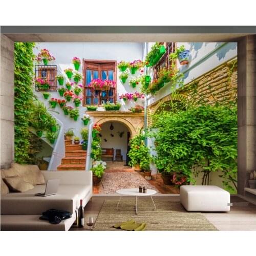 Custom 3D photo wallpaper mural Spain architecture courtyard landscape 3d background wall