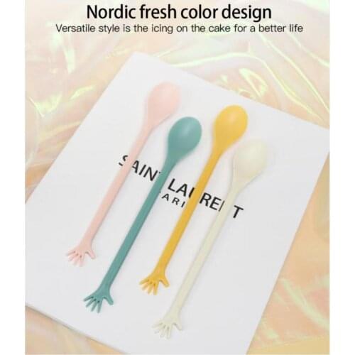 4PCS Plastic Spoon Coffee Icecream Drinks Mixing Spoon With Long Handle Accessories Children Tableware Kitchen Accessories