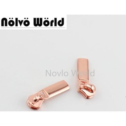 50pcs 7 colors 5# metel teeth,nylon teeth zip slider Rose gold Plating accessory metal zipper puller for bags garments fabric