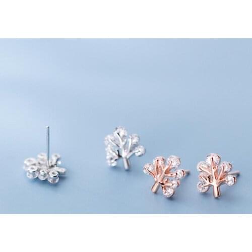 925 Sterling Silver Tree of Life CZ Stud Earrings Women Jewelry Gift A1716
