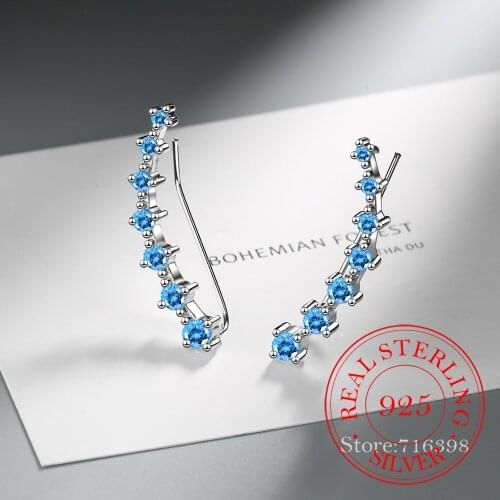 925 Sterling Silver exquisite Crystal Earring Wedding Party Jewelry multi color Korean AAA+ Zircon Stud Earrings for Women/dafda