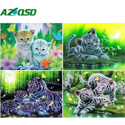 AZQSD Paint By Number Tiger Animal Handpainted Modern Wall Coloring By Numbers Handmade Room Decoration