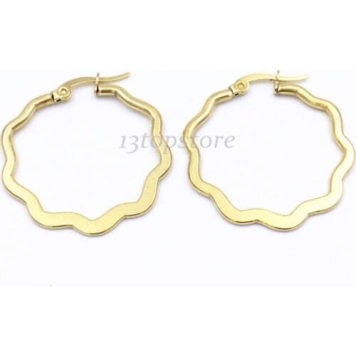 Free shipping 6pairs 30 mm outside diameter plum blossom shape stainless steel earrings jewelry jewelry gifts