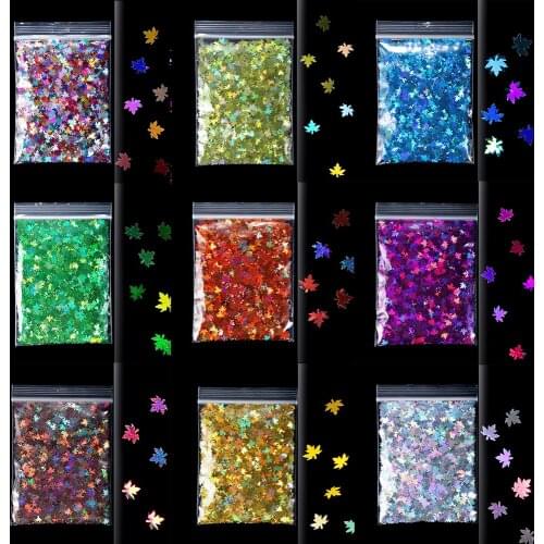 10g 3D Maple Leaf Glitter Sequins Mix Leaves Flakes Holographic Chameleon Sparkles For DIY Epoxy Resin Mold Filler Nail Art
