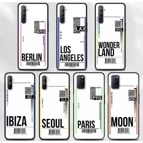 Case For Realme V15 V13 GT Neo C25 C21 C20 C15 C11 C3 6 7 8 Pro 7i X50 5G Q2 Pro Q2i Fly Ticket AIR Tickets Travel Label Country