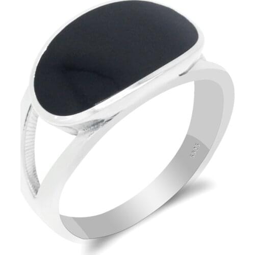 Black Enamel 925 Sterling Silver Rings for Men Women Middle East Simple Elegant Finger Ring Unisex Enagaement Party Jewelry
