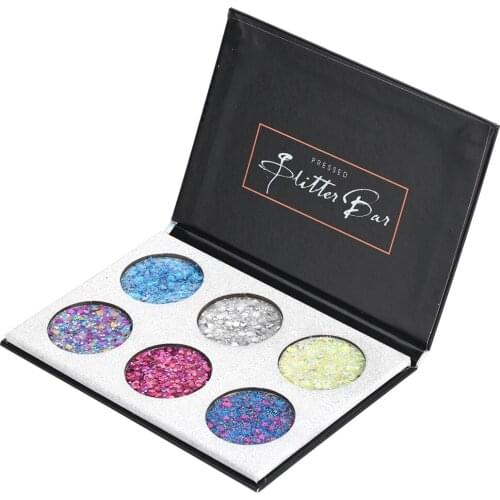 Longlasting 6 Colors Makeup Eyeshadow Pallete Pearlescent Matte Eyeshadow Diamond Sequins Shining Eye Powder cosmetics Palette