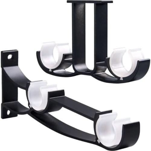 2pcs/set Double Curtain Rod Brackets Window Hardware Holder Home Decor Side Top Mounted Easy to Install