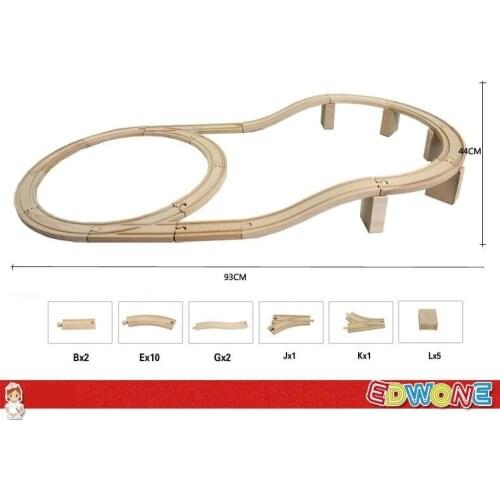 EDWONE- 1Set 21PCS Viaduct Thomas Train Wooden Track Railway Loops Bridge Track For Biro Train