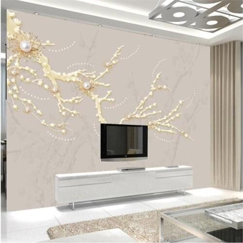 Beibehang Custom photo wallpaper murals wall stickers a plum new Chinese pearl relief jade car background wall papel de parede