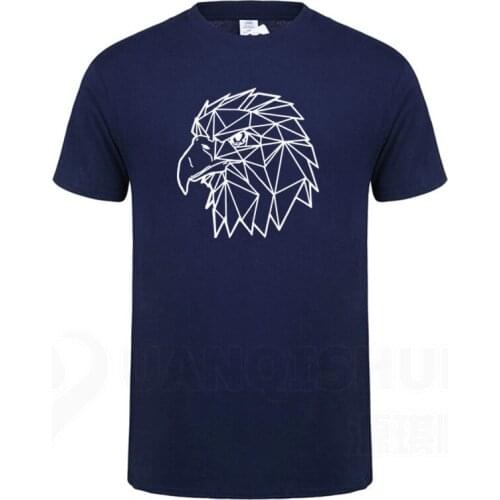 Geometric Ferocious Falcon T-shirt Simple Line Art Bird T shirt Novelty Fashion Brand Mens Cotton Tshirt Top Quality Casual Tee