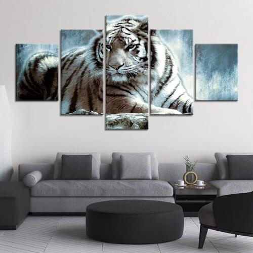 Canvas Painting Home Art Tiger Attack To Other Tiger Poster And Print Wall Art Picture Home Decor
