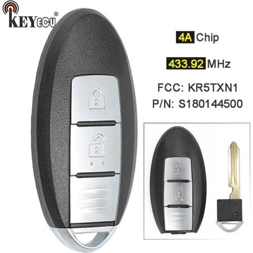 KEYECU 433.92MHz S180144500 KR5TXN Replacement Smart Remote Key Fob 2 Button for Nissan Qashqai 2016 2017 2018 2019 2020
