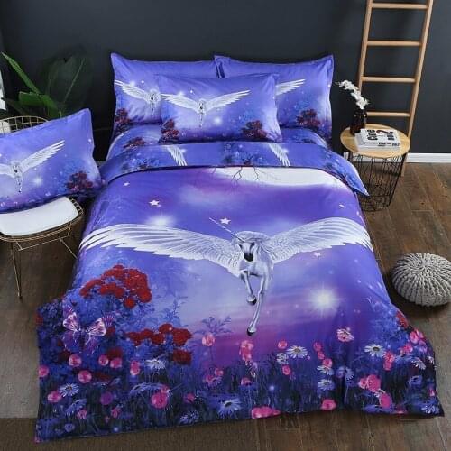 2/3pcs 3D Duvet Cover Bedding Set Bed Quilt Cover Clothes Pillowcase Kids Bedroom Twin Full Queen King Size Horned Beast