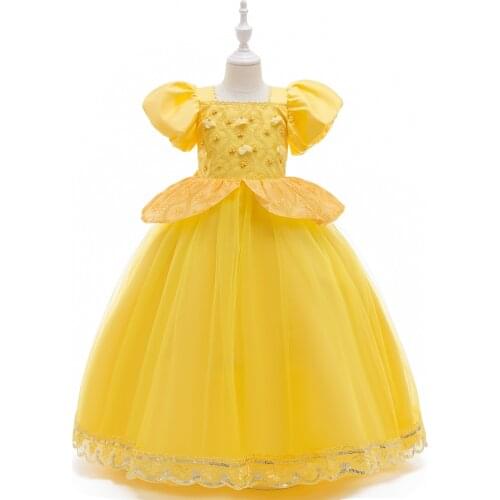 Cinderella Fancy Beauty Costume Cosplay Snow Christmas Halloween Girl Princess Dress Children Party Evening Dress up Kid Clothes