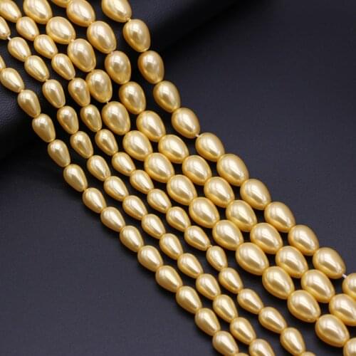 Natural Shell Beads Imitation Pearl Shell Round Water Drop Shape Loose Bead for Making Jewelry Necklace Bracelet Accessories
