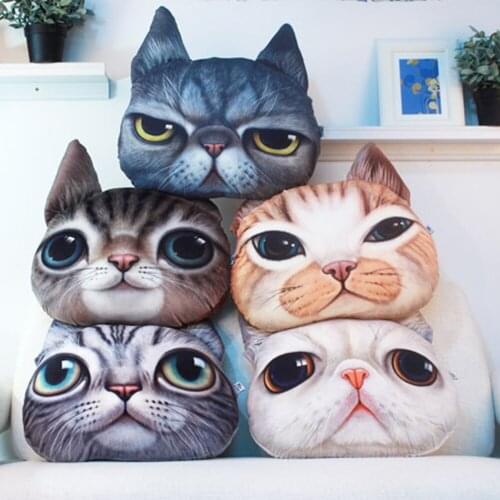 Cat doll Children Plush Toy 3D cat face pillow Baby Kids Stuffed Toy Valentines Day gift