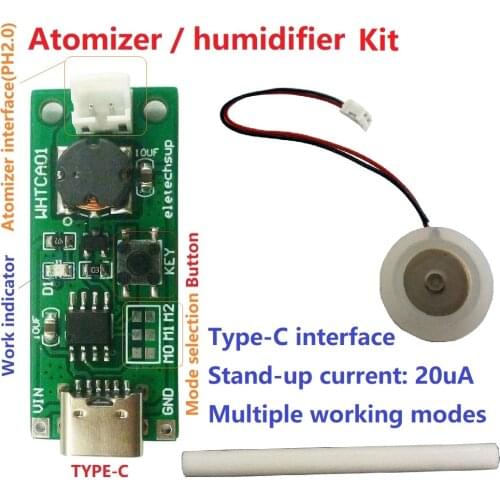 DC 3.7-5V Lithium Battery Type-C Multifunctional 108K Humidifier Atomizer Control Module Set