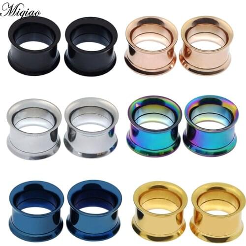 Miqiao High quality stainless steel double trumpet auricle metal threaded ear expansion ear piercing jewelry