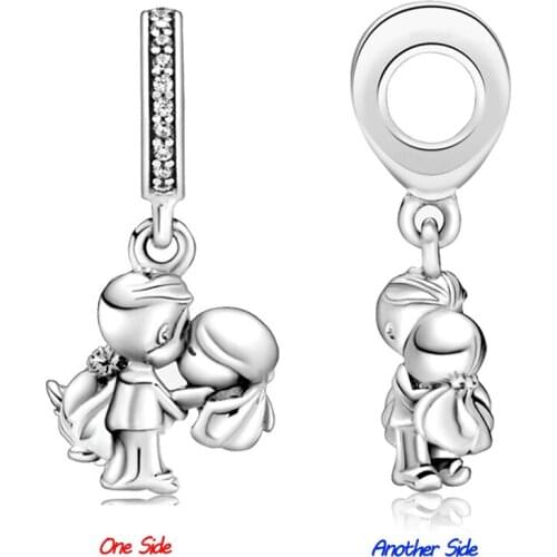 Boy Hug Girl Pendant Fit Original Pan Charms Bracelet Women Marry Me Love Kiss Beads for Jewelry Making Wedding Gift DIY Bangles