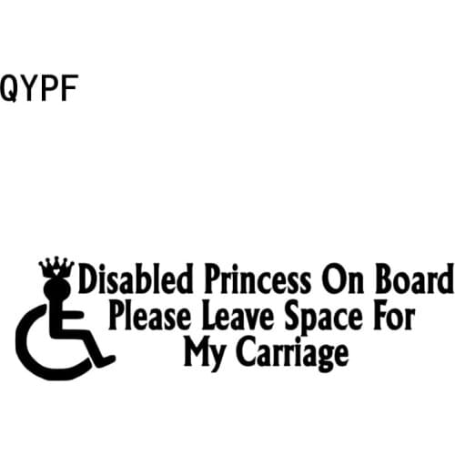 QYPF 15.2CM*4.4CM Disabled Princess On Board Please Leave Space For My Carriage Car Vinyl Sticker Decal Black Sliver C14-0069