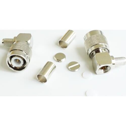 Connector Socket TNC Male 90 Degree Right Angle Crimp for RG8X RG-8X RG59 LMR240 Cable Brass RF Coaxial Adapters