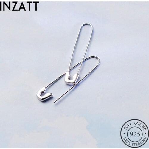 INZATT Real 925 Sterling Silve Geometric pin Hoop Earrings For Fashion Women Party Minimalist Fine Jewelry 2019 Accessories
