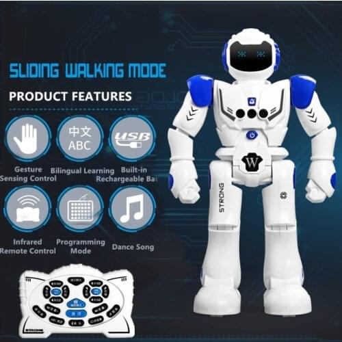 Smart Gesture Sensing RC Robot Sliding Dual Mode LED Eyes Music And Dance Programming Electric Educational Remote Control Toys