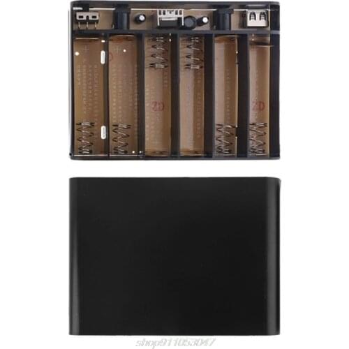 USB DC 12V Output 6x 18650 Batteries UPS DIY Power Bank Box Charger for Cellphone WiFi Router LED Light Security D17 20 Dropship