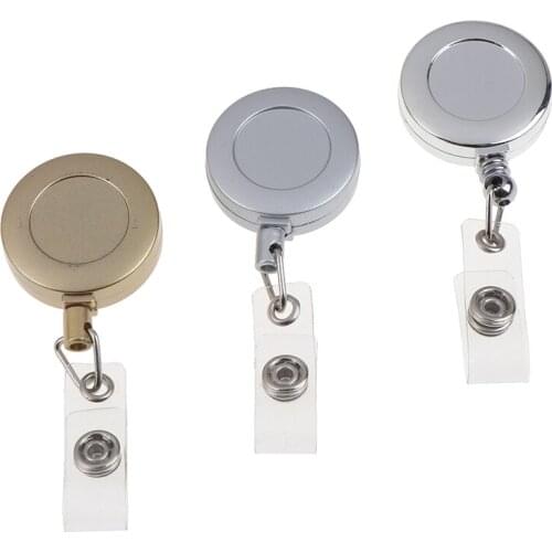 Retractable Pull Key Ring ID Badge Lanyard Name Tag Card Holder Recoil Reel Belt Clip Metal Housing Metal Covers