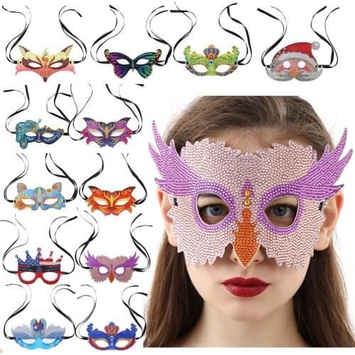Embroidery 5D DIY Diamond Painting Mosaic Costume Party Mask Owl Masquerade Special Shaped Rhinestone Craft Dance Party Props