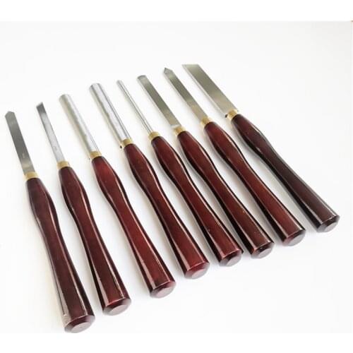High Speed Steel Lathe Chisel Wood Turning Tool With Wood Handle Woodworking Tool 8 Types Durable