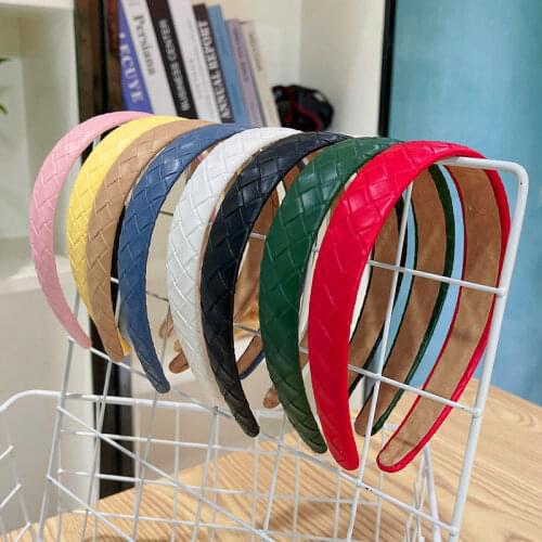 Korean Version Women Hair Bands Simple Solid Color PU Leather Headband Washing Face Utensils Hairband for Girl Hair Accessories