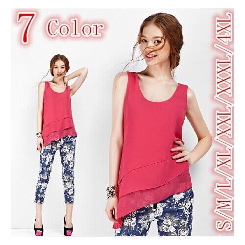 New 2020 Summer women chiffon shirt,sleeveless O-Neck ruffles casual shirts,plus size S - 4XL Asymmetric falbala vestido shirt