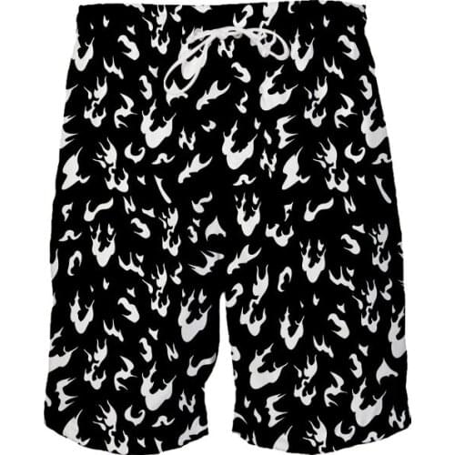 Flame shorts girls women and men white fire black hiphop summer sports hawaiian magic gym Same paragraph