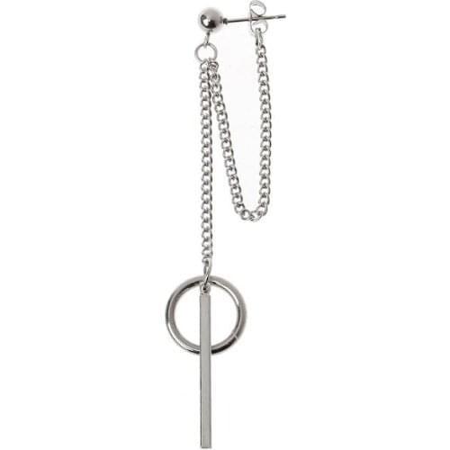 1Pc Titanium Moon Star Leaf Pendant Double Chain Drop Earring Korean Jewelry