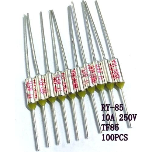 100pcs RY FUSE RY-85 Temperature Fuse RY Tf Heat Protector 85 Degrees 10A250V TF 85 C Temperature Switch 85C Insurance Pipe