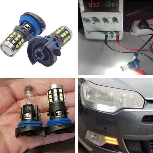 HP24W LED BULB No Error HP24W G4 LED Bulbs For Citroen C5 Daytime Running Lights 3030 18-SMD Lamp For Peugeot 3008 Day Light